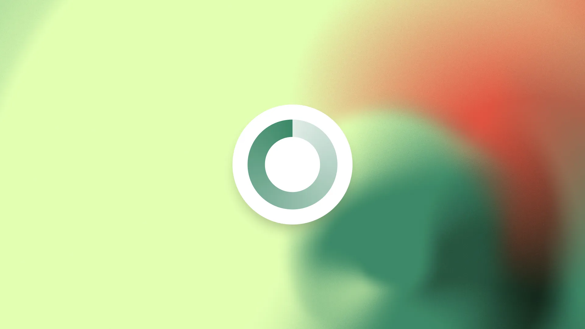 Illustration of a loading icon, on a branded noisy green, yellow and red abstract background.